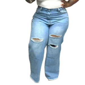 Womens Trendy Plus High Waist Ripped Wide Leg Jeans sz 3x